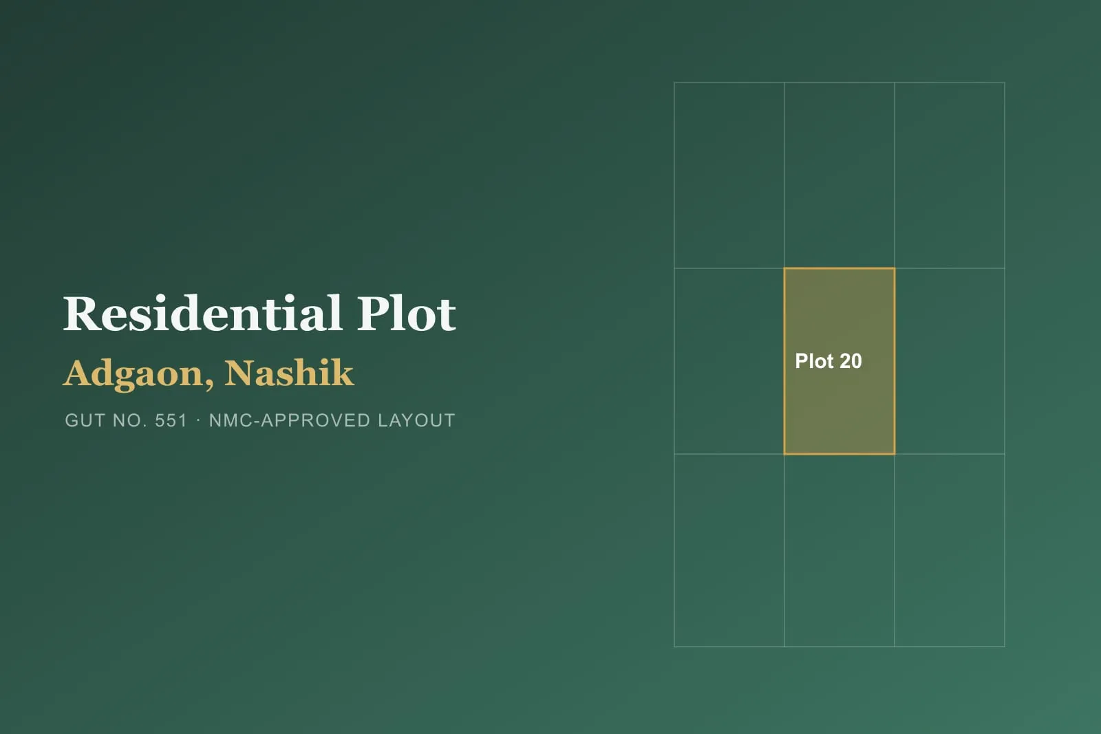 Residential plot No. 20 in Gut No. 551, Adgaon, Nashik